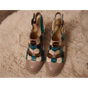 John Fluevog Tziporah Attic Polka Dot Slingback heels size 8.5
